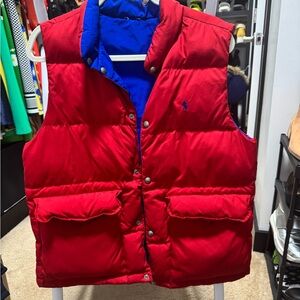 Red Puffer Vest with Blue Lining
